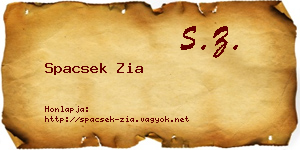 Spacsek Zia névjegykártya